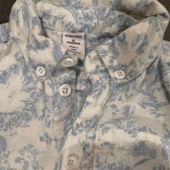 Floral ivory linen blend romper. - Picture 2 of 6